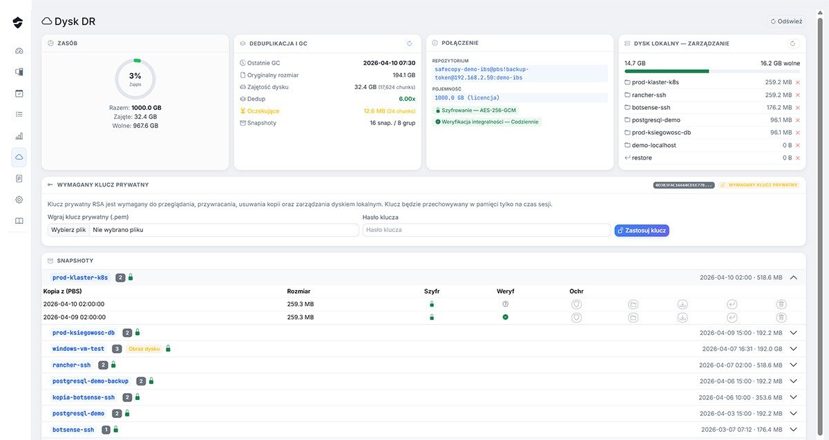 Snapshoty Dysk DR w SafeDR