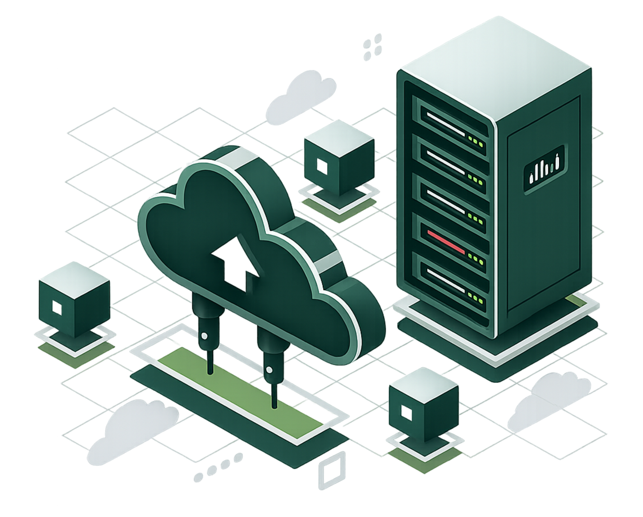 Infografika SafeDR pokazująca chmurę backupu i infrastrukturę serwerową